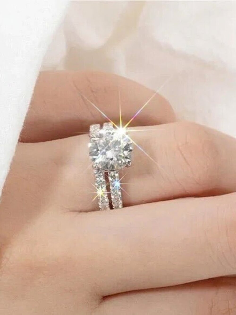 Certified 4.2ct. t.w. Moissanite Diamond Wedding Ring Set